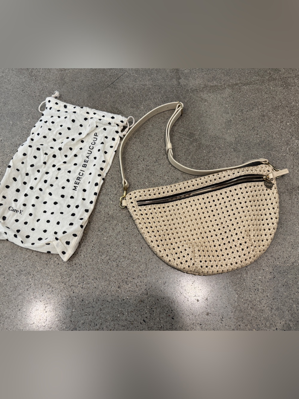 Clare V Cream Rattan Grande Fanny